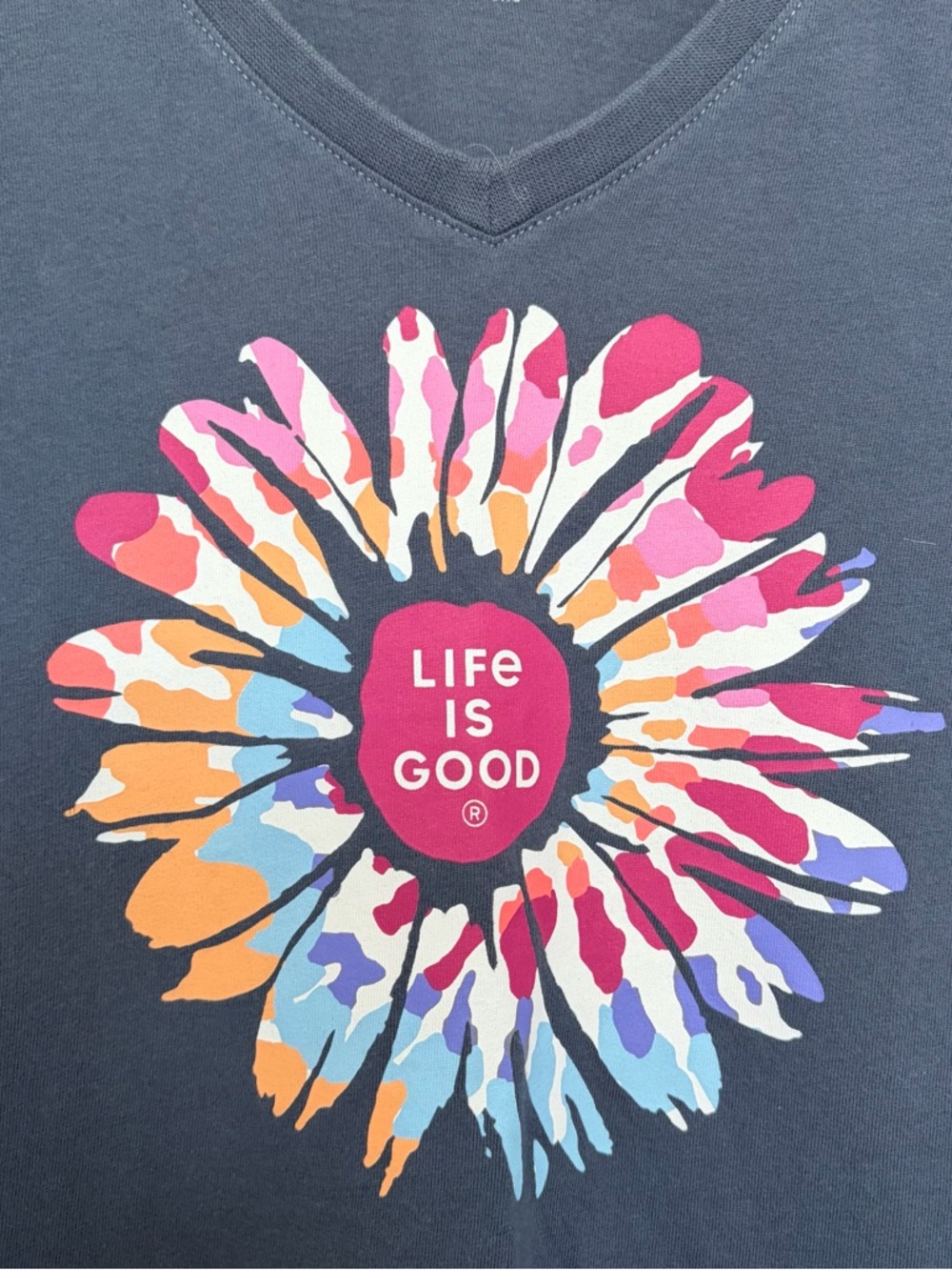 LIFE IS GOOD TIE DYE DAISY TEE BLUE WOMEN’S SMALL - Picture 7 of 7